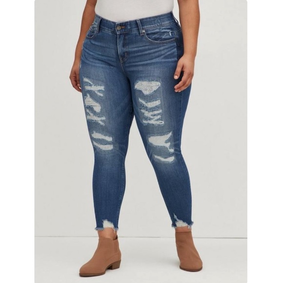 Tall Inseam - Bombshell Skinny Premium Stretch High-Rise Destructed Jean - Picture 2 of 12